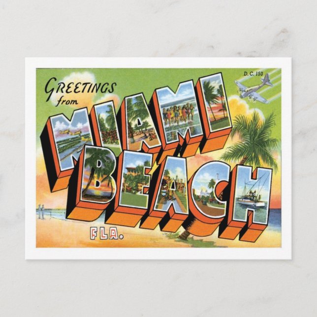 Miami Beach Florida Travel US City Vykort (Framsida)