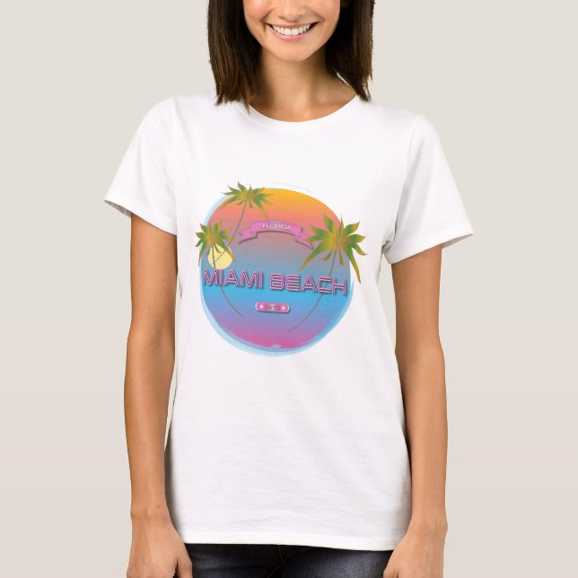 Miami-Beach Florida, Tropical Coola T Shirt (Framsida)