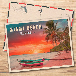Miami Beach Florida Tropical Handflatan Träd 1950- Vykort