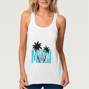 Miami Beach, Florida, Typography Coola Linne Med Racerback