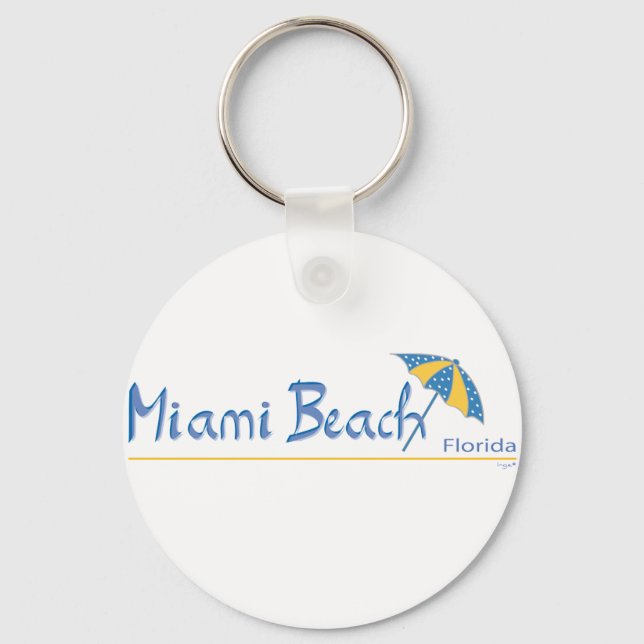 Miami Beach, Florida Umbrella Coola Nyckelring (Framsida)