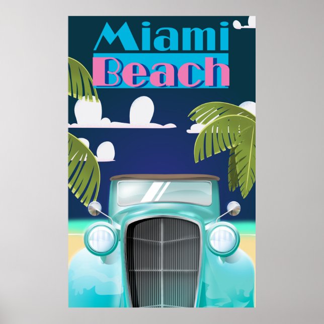 Miami Beach, Florida USA vintage resemålningaffisc Poster (Framsidan)