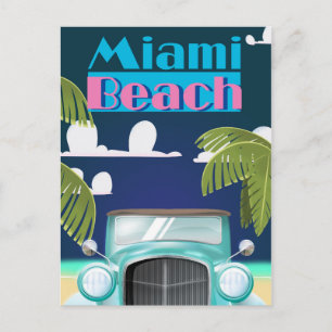 Miami Beach, Florida USA vintage resor poster Vykort