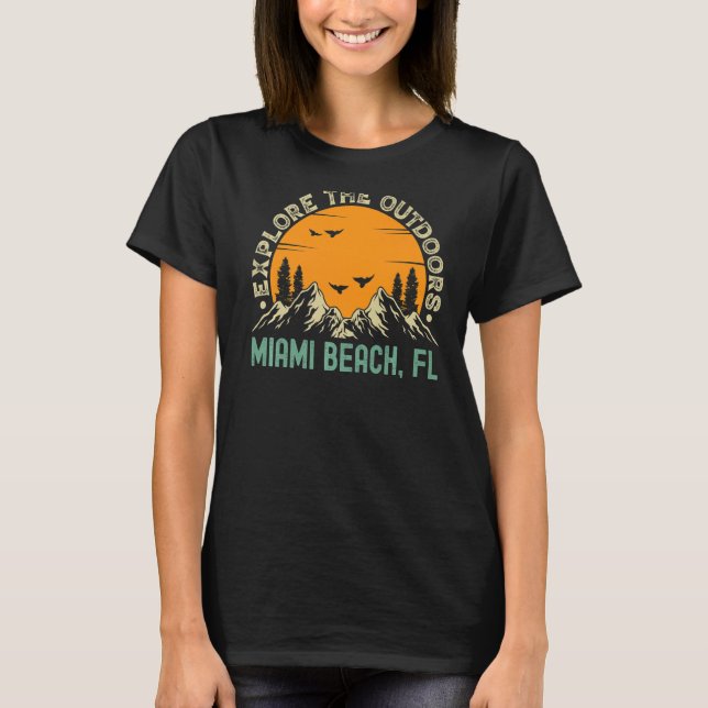 Miami Beach, Florida - Utforska utomhuspremien T Shirt (Framsida)