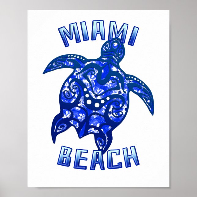 Miami Beach Florida Vacation Tribal Turtle Poster (Framsidan)