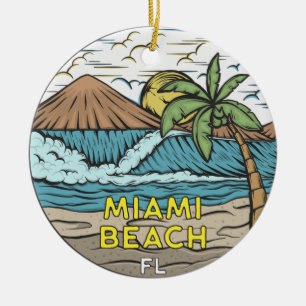 Miami Beach Florida Vintage Julgransprydnad Keramik