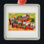 Miami Beach Florida Vintage Large Brev vykort Julgransprydnad Metall<br><div class="desc">Miami Beach Florida FL Vintage Large Brev Postcard</div>