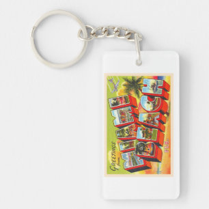 Miami Beach Florida Vintage Large Brev vykort Nyckelring