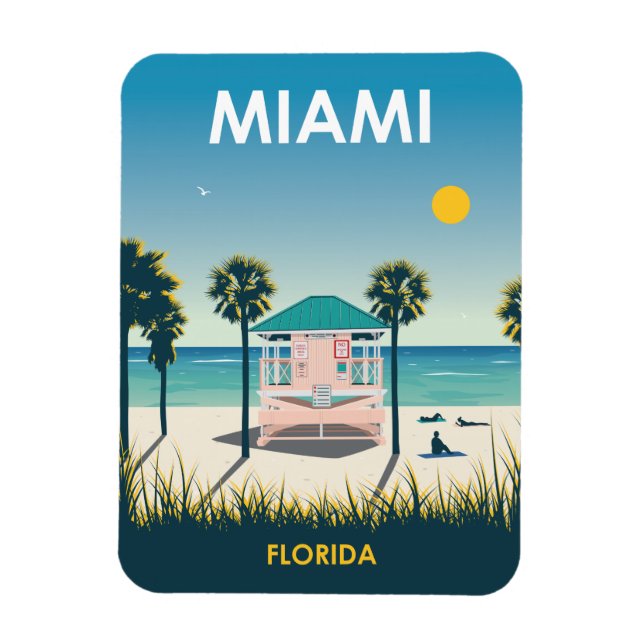 Miami Beach Florida Vintage resor Magnet (Vertikal)