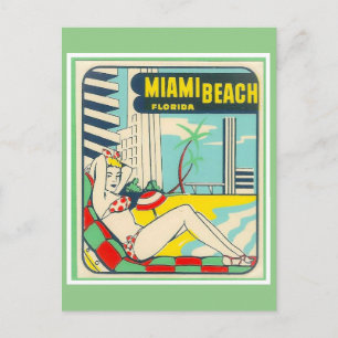 Miami Beach Florida vintage resor Vykort
