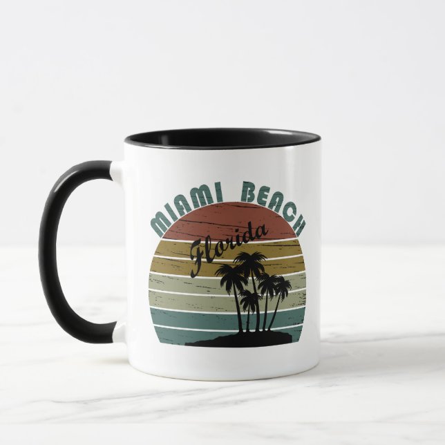 Miami Beach Florida vintage sunset Mugg (Vänster)