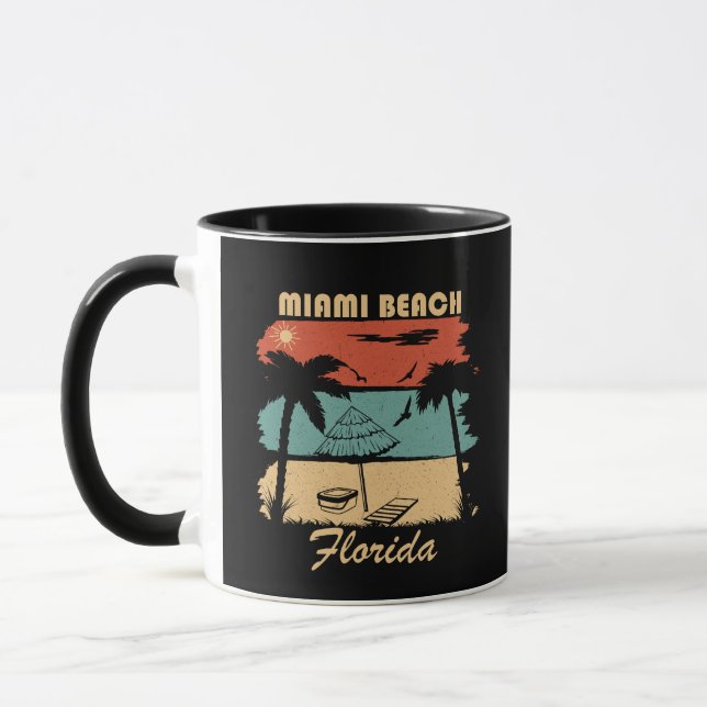 Miami Beach Florida vintage sunset Mugg (Vänster)