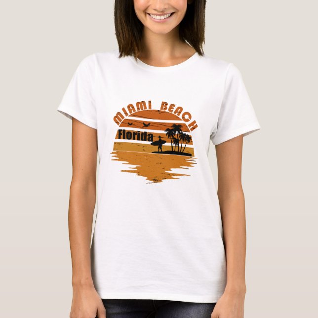 Miami Beach Florida vintage sunset T Shirt (Framsida)