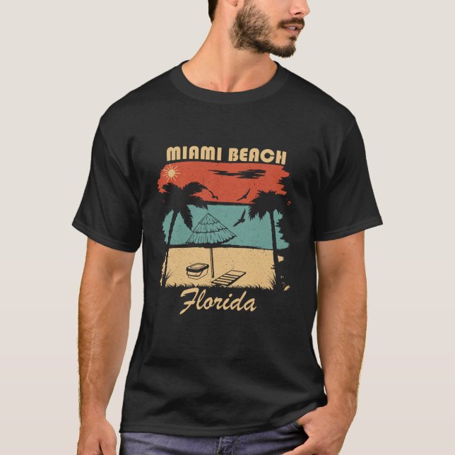 Miami Beach Florida vintage sunset T Shirt (Framsida)