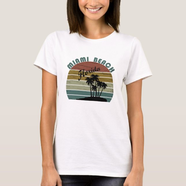 Miami Beach Florida vintage sunset T Shirt (Framsida)