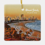 Miami Beach Florida Vintage Watercolor Art Julgransprydnad Keramik<br><div class="desc">Miami Beach Florida Vintage Watercolor Art</div>