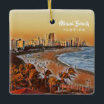 Miami Beach Florida Vintage Watercolor Art Julgransprydnad Keramik<br><div class="desc">Miami Beach Florida Vintage Watercolor Art</div>