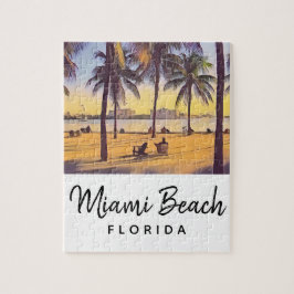 Miami Beach Florida Vintage Watercolor Art Pussel