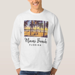 Miami Beach Florida Vintage Watercolor Art T Shirt