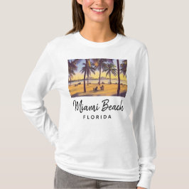 Miami Beach Florida Vintage Watercolor Art T Shirt