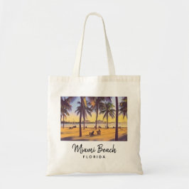 Miami Beach Florida Vintage Watercolor Art Tygkasse