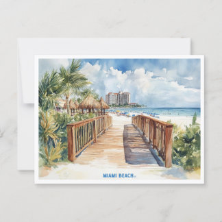 Miami Beach, Florida-vykort för målning av vattenf Vykort