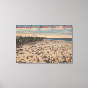 Miami Beach, FloridaGreetings from Miami, FL Canvastryck