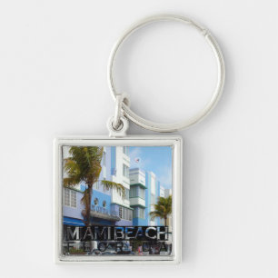Miami Beach Fyrkantig Silverfärgad Nyckelring