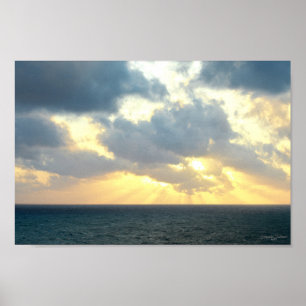 Miami Beach-Gulten Sunrise Blue Ocean liggande Poster
