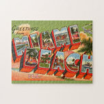 Miami Beach Hälsning Pussel<br><div class="desc">Vintage,  retro-vykort hälsning från Miami Beach,  Florida,  som återfördes på ett pussel i roligten.</div>