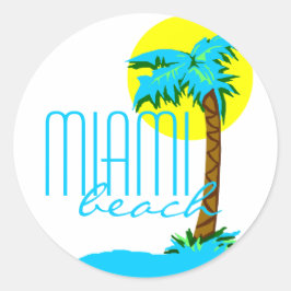 Miami Beach-Handflatan Träd Runt Klistermärke