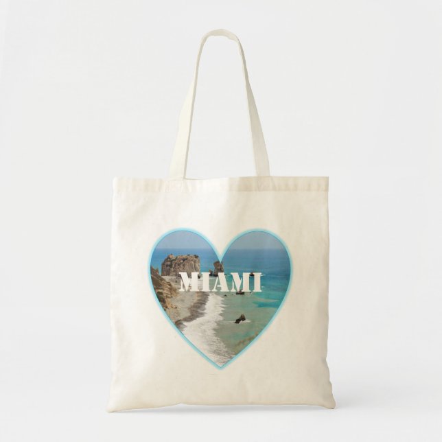 Miami Beach Heart Budget-handväska Tygkasse (Framsidan)