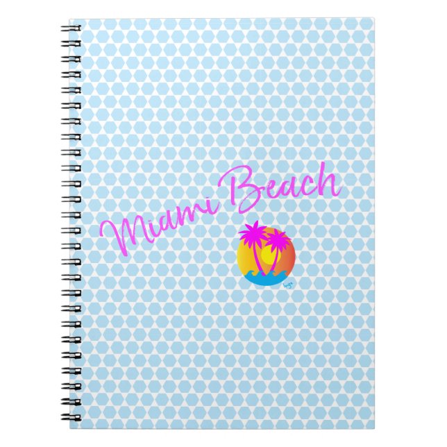 Miami-Beach-logotyp-sol-handflatan-rosa Anteckningsbok (Framsidan)