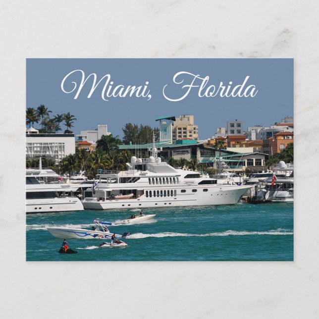 Miami Beach Marina Florida Travel Postcard Vykort (Framsida)