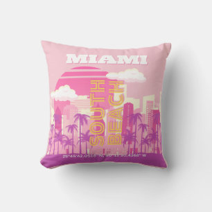 Miami Beach, Miami Resemålning, Preppy Rum, Rosa Kudde