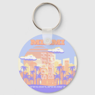 Miami Beach, Miami Travel Art, Preppy Room, Pastel Nyckelring