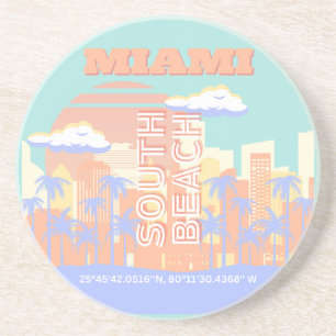 Miami Beach, Miami Travel Art, Preppy Room, Pastel Underlägg