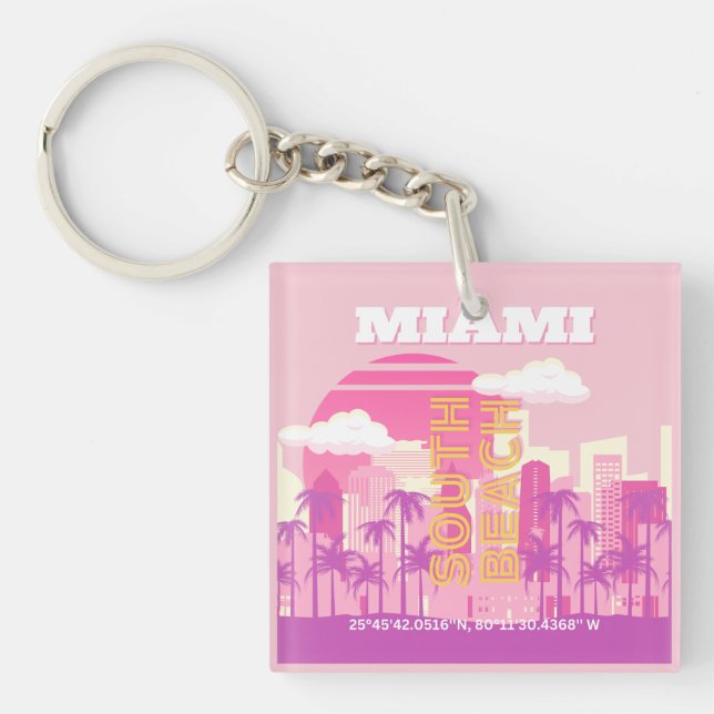 Miami Beach, Miami Travel Art, Preppy Room, Rosa (Framsidan)