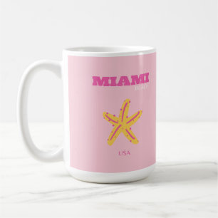 Miami Beach, Miami Travel Art, Preppy Room, Rosa Kaffemugg