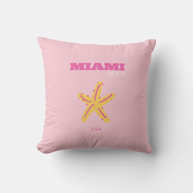 Miami Beach, Miami Travel Art, Preppy Room, Rosa Kudde (Framsida)