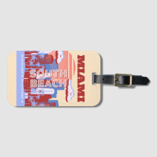 Miami Beach, Miami Travel Art, Retro Bagagebricka