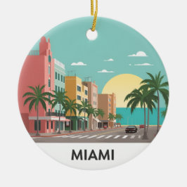 Miami Beach Ocean Drive Art Deco Julgransprydnad Keramik