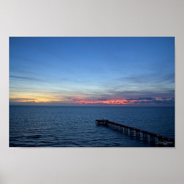 Miami Beach Ocean Sunrise Blue Ocean liggande Poster (Framsidan)