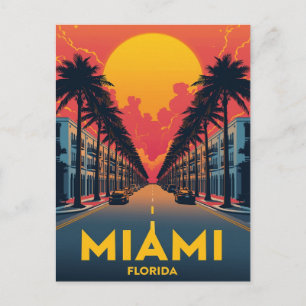 Miami Beach Palms Art Deco Vykort