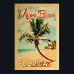 Miami Beach Poster Florida Vintage Handflatan Träd<br><div class="desc">Miami Beach,  Florida-vintagens reseaffisch.</div>