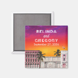 Miami Beach Regnbågsraden Charleston Palmbröllop Magnet