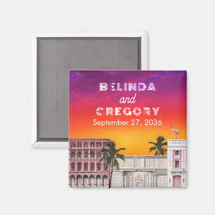 Miami Beach Regnbågsraden Charleston Palmbröllop Magnet