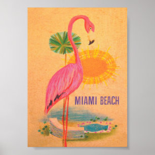Miami Beach Rosa Flamingo Vintage resor Poster