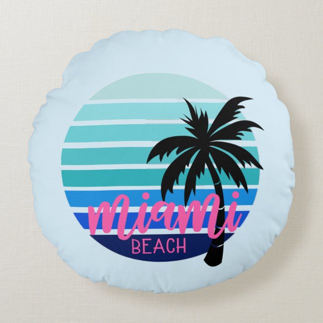 Miami Beach Rund Kudde (Framsidan)