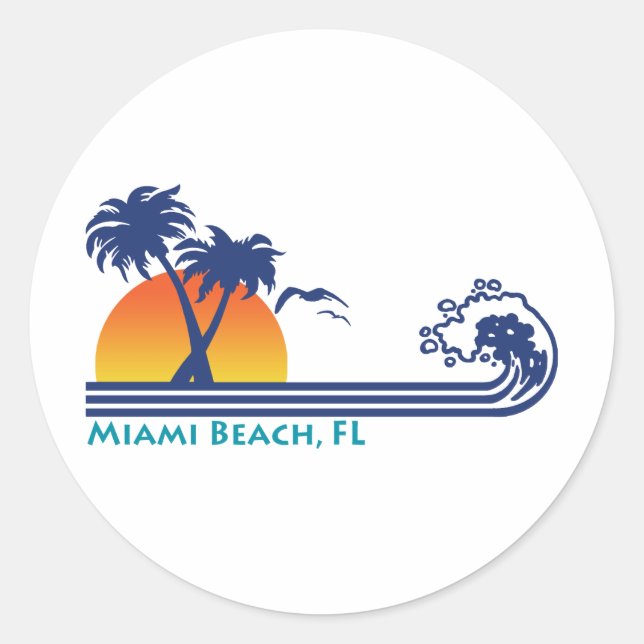 Miami Beach Runt Klistermärke (Framsida)